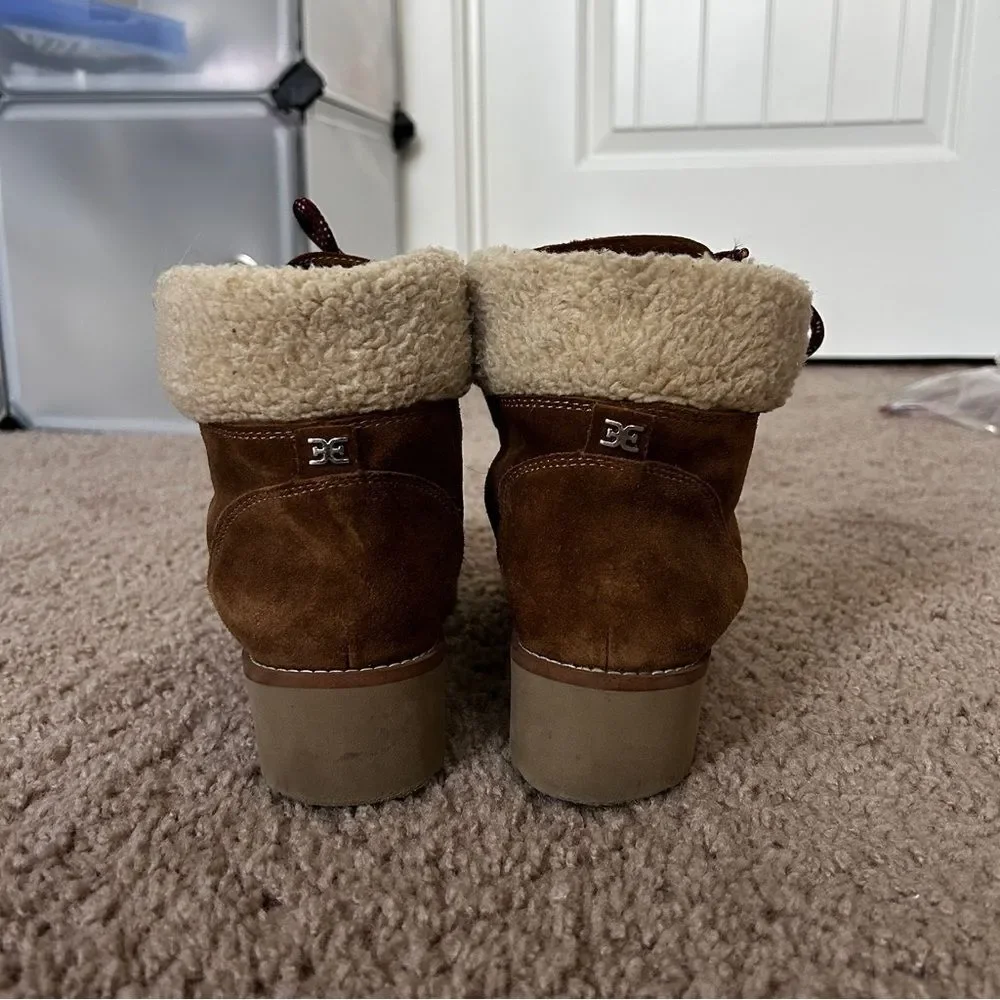 Sam Edelman Brown Franc Leather Faux Fur Ankle Boot Size 7.5M